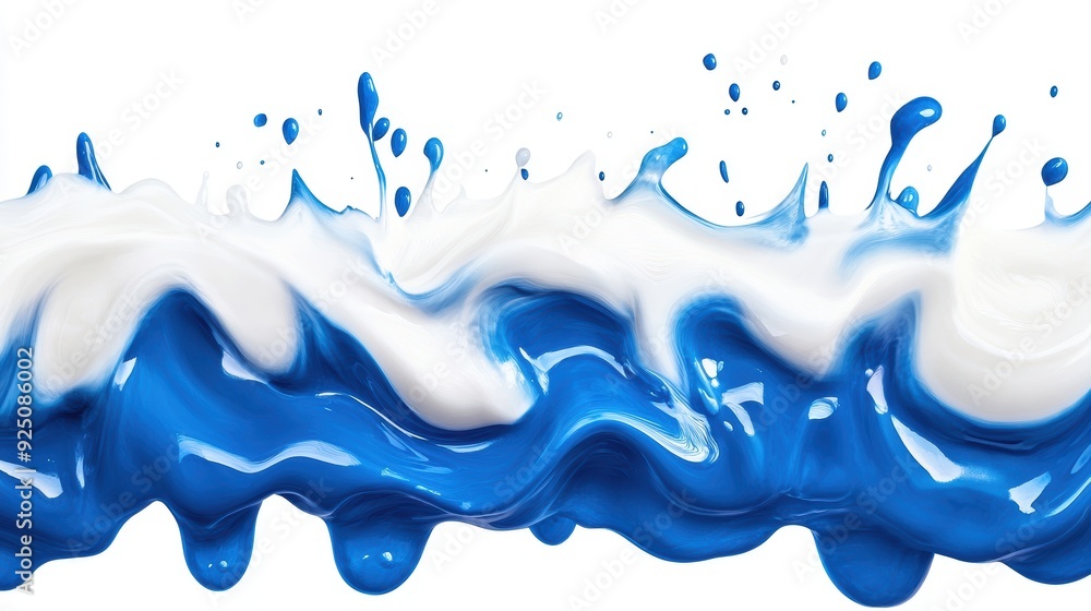 A blue and white wave with a splash of blue paint A blue and white wave with a splash of blue paint