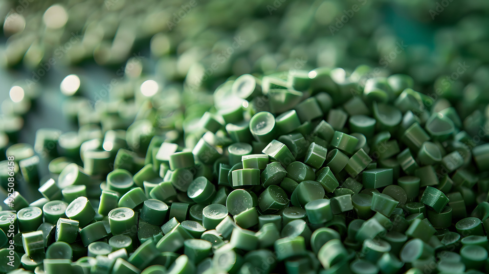 Raw light green plastic pellets Background Close-up Plastic granules Polymer plastic beads resin polymer Raw light green plastic pellets Background Close-up Plastic granules Polymer plastic beads resin polymer