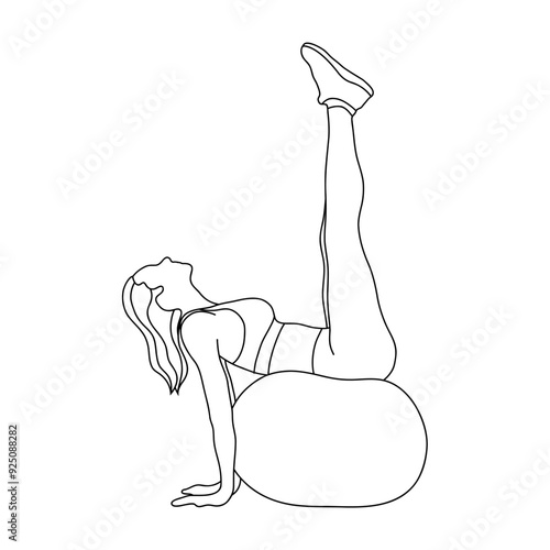 Line art woman in pilates pose