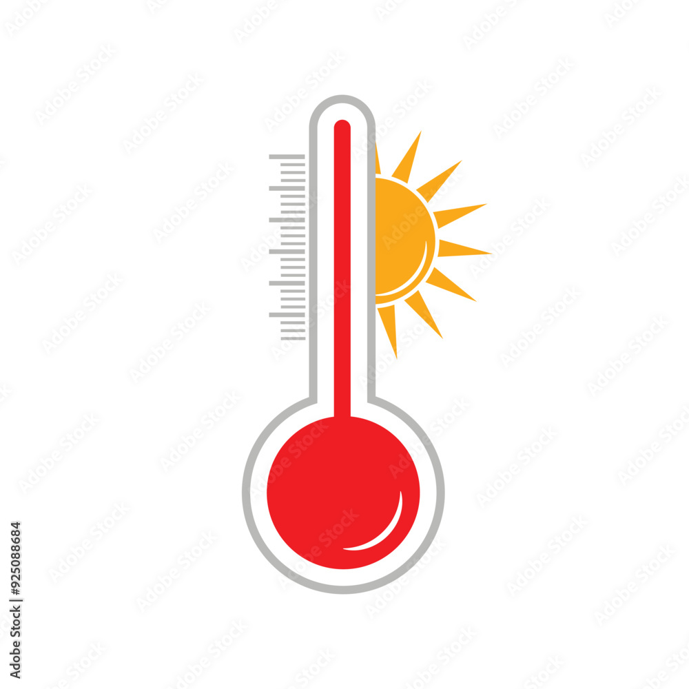 Thermometer Icon Vector Design on White Background. Thermometer Icon Vector Design on White Background.