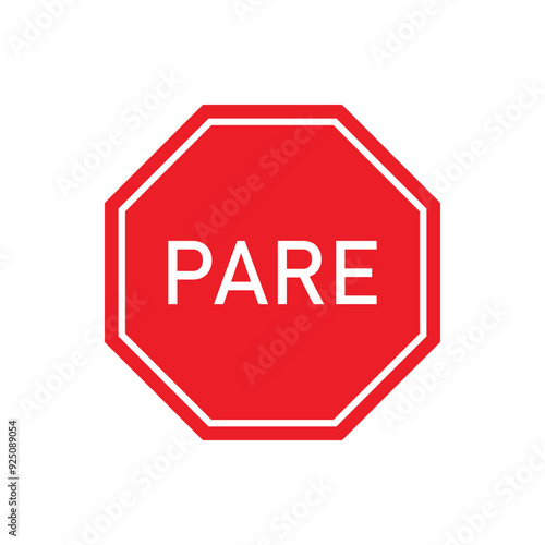Pare traffic sign on white background