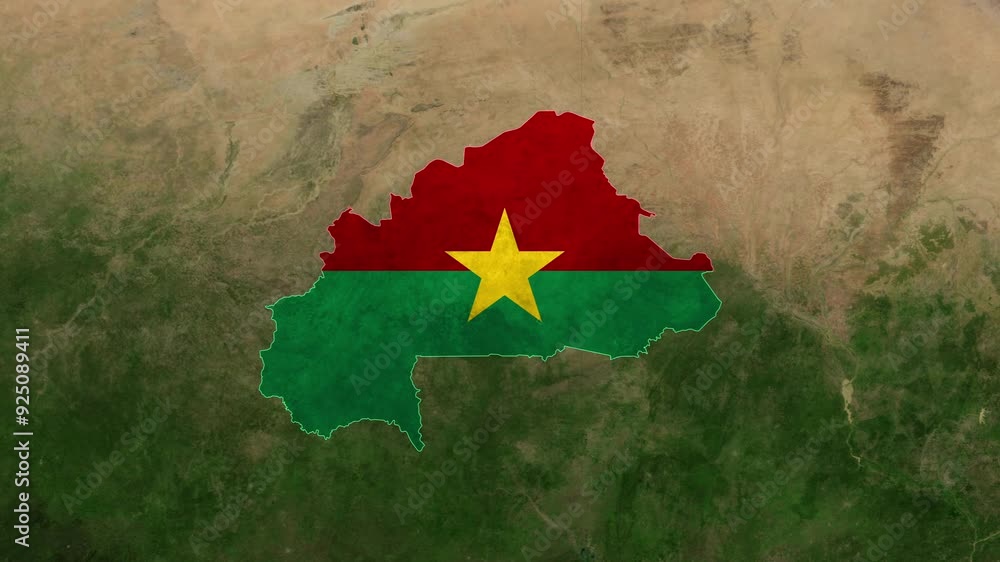 Zoom from Earth to Burkina Faso. (Country Flag) World map province ...