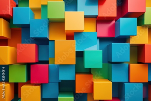 Colorful abstract blocks create a lively pattern, enhancing contemporary design in a vibrant display