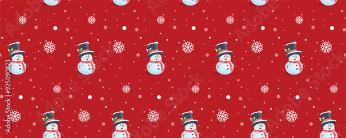 Red Christmas seamless pattern with snowman. The finished pattern in patterns allows you to create a pattern of any shape.