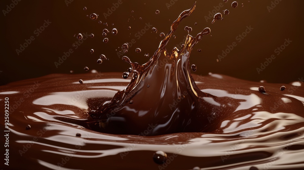 A splash of chocolatey brown liquid is splashing out of a cup A splash of chocolatey brown liquid is splashing out of a cup