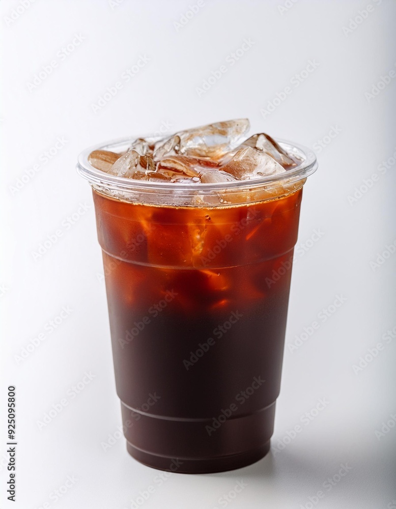 ice long black coffee in plastic cup ice long black coffee in plastic cup