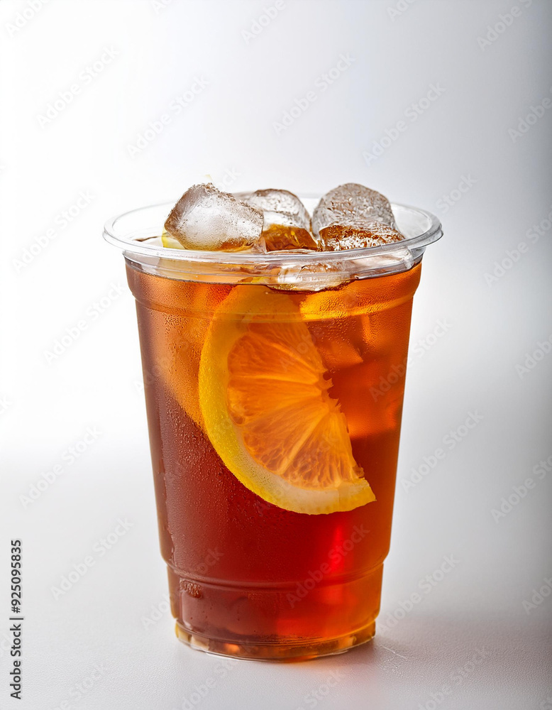 ice lemon tea in plastic cup ice lemon tea in plastic cup
