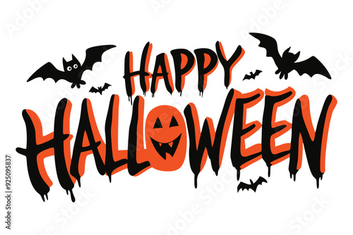 Happy Halloween vector lettering design.