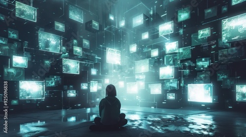 Digital Isolation: Trapped in the Glow of Social Media Wallpaper