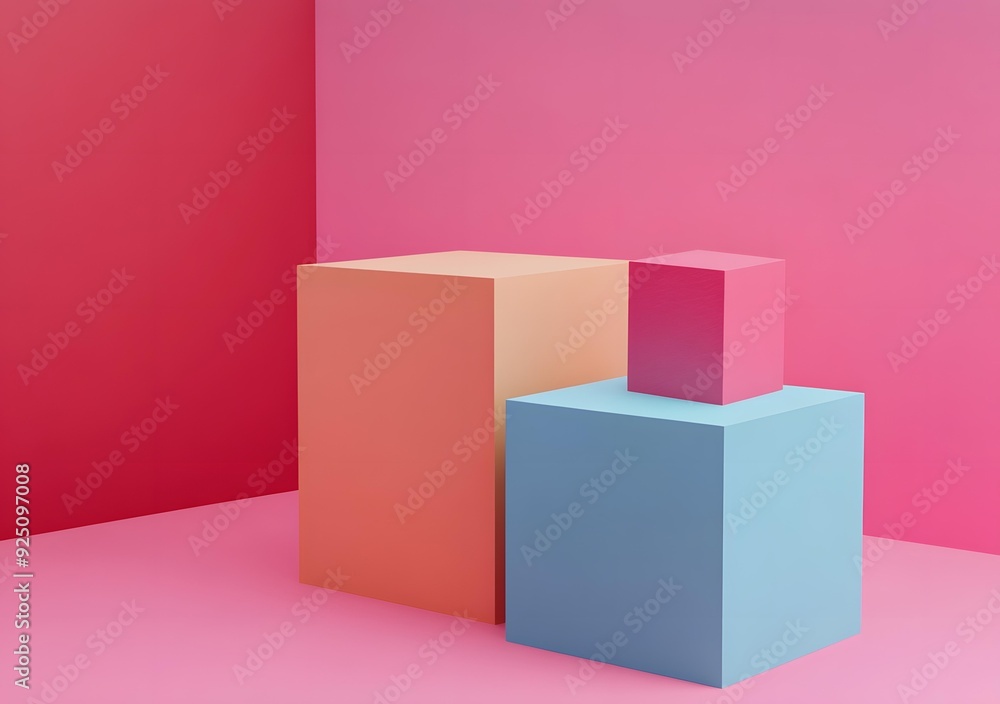 Abstract Background with Three Colorful Cubes Abstract Background with Three Colorful Cubes