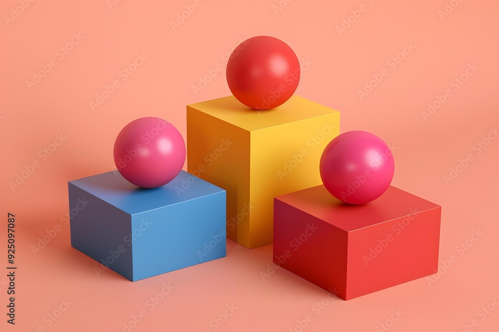 Colorful 3D Abstract Geometric Shapes Render Colorful 3D Abstract Geometric Shapes Render