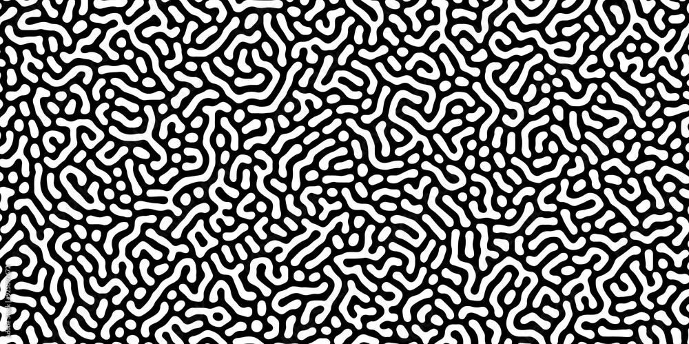 Abstract Turing organic wallpaper with background. Turing reaction diffusion monochrome seamless pattern with chaotic motion. Natural seamless line pattern. Linear design with biological shapes. Abstract Turing organic wallpaper with background. Turing reaction diffusion monochrome seamless pattern with chaotic motion. Natural seamless line pattern. Linear design with biological shapes.