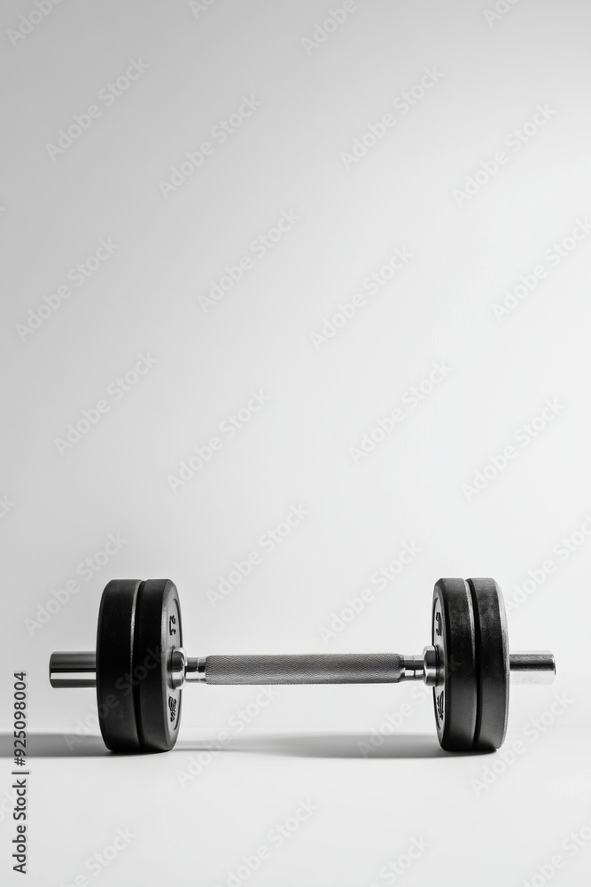 Dumbbell on light background, minimalistic fitness concept, Dumbbell on light background, minimalistic fitness concept,