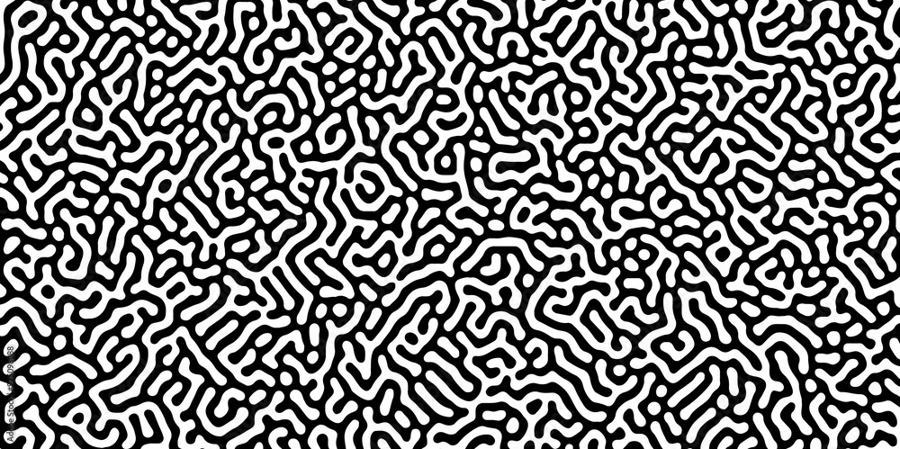 Abstract Turing organic wallpaper with background. Turing reaction diffusion monochrome seamless pattern with chaotic motion. Natural seamless line pattern. Linear design with biological shapes. Abstract Turing organic wallpaper with background. Turing reaction diffusion monochrome seamless pattern with chaotic motion. Natural seamless line pattern. Linear design with biological shapes.