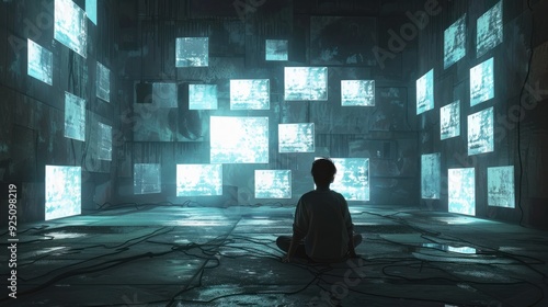 Digital Isolation: Trapped in the Glow of Social Media Wallpaper