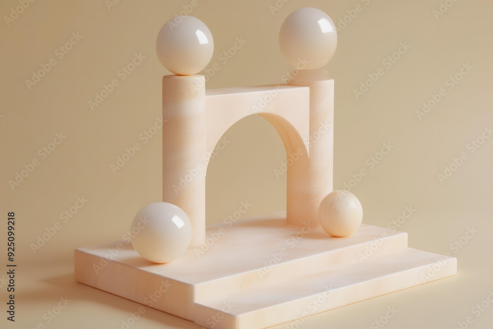 Abstract Beige Arch Minimalist 3D Illustration Abstract Beige Arch Minimalist 3D Illustration