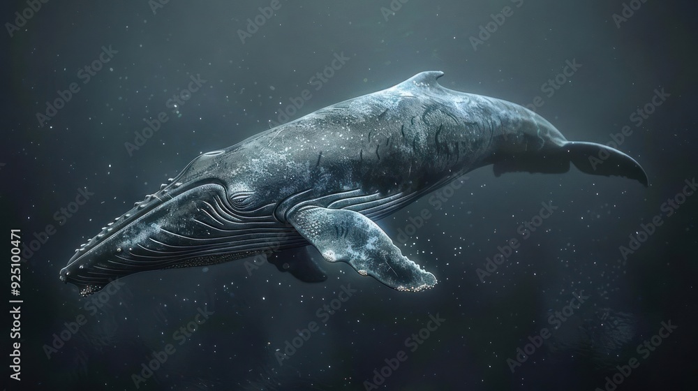 Fototapeta premium Image of a whale swimming near the ocean surface,