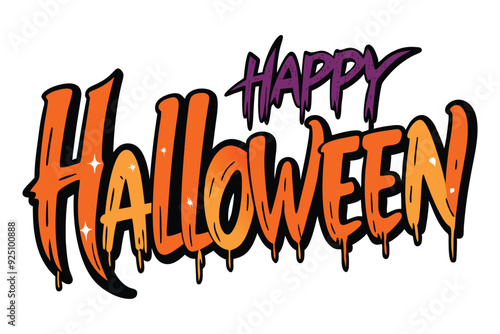 Happy Halloween vector lettering design.