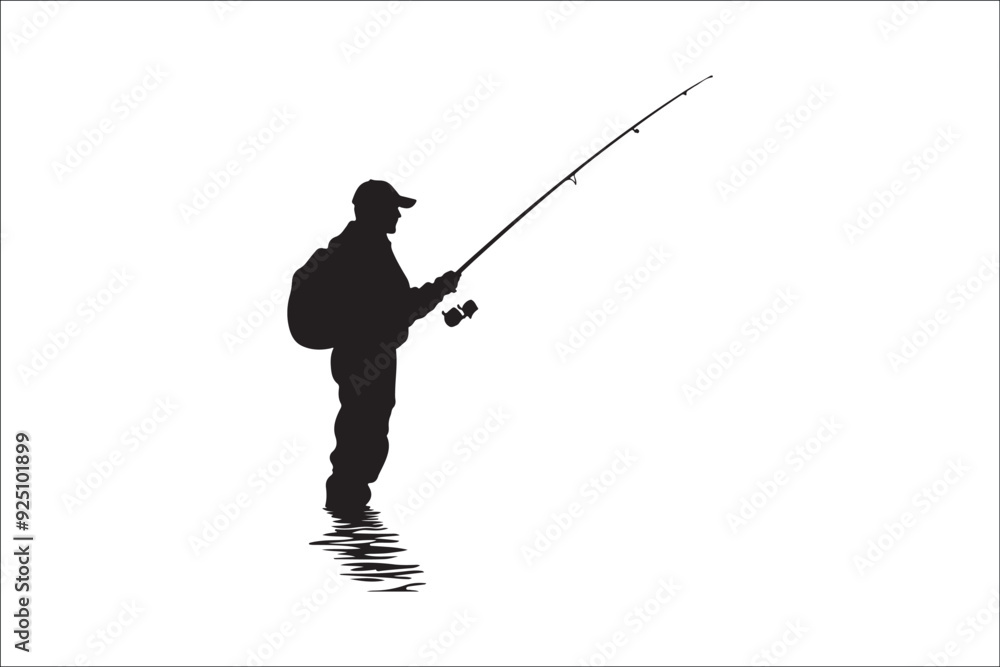 Obraz premium Beautiful Fishing Silhouette Vectors