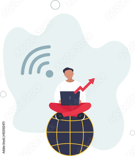 Remote learning and online study course for knowledge growth.Distance training.flat design with people