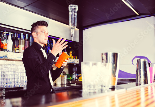 Flair bartender in action photo