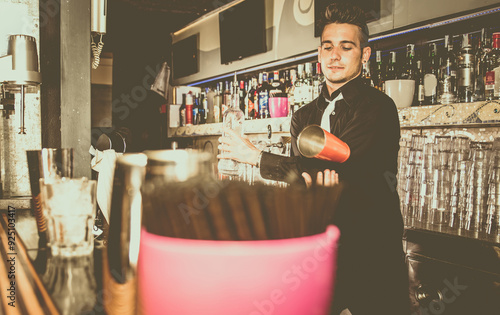 Flair bartender in action photo