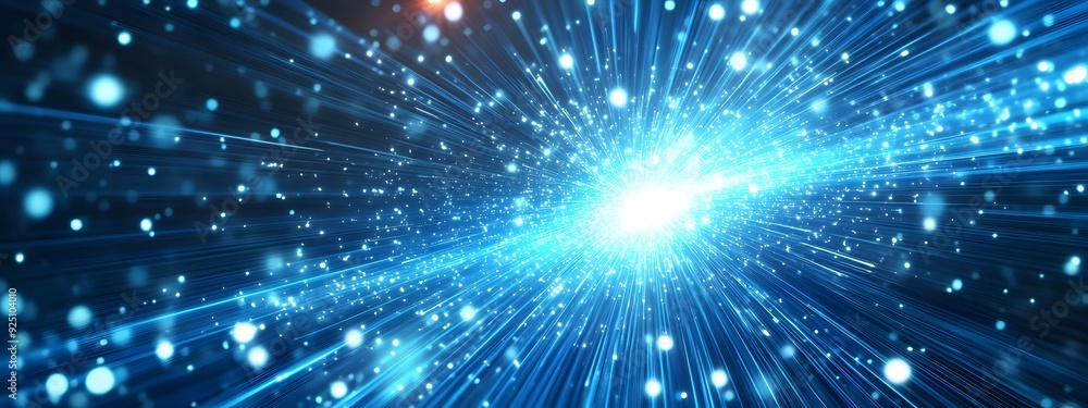 Fototapeta premium Abstract blue light speed background with laser beams, a technology and science concept