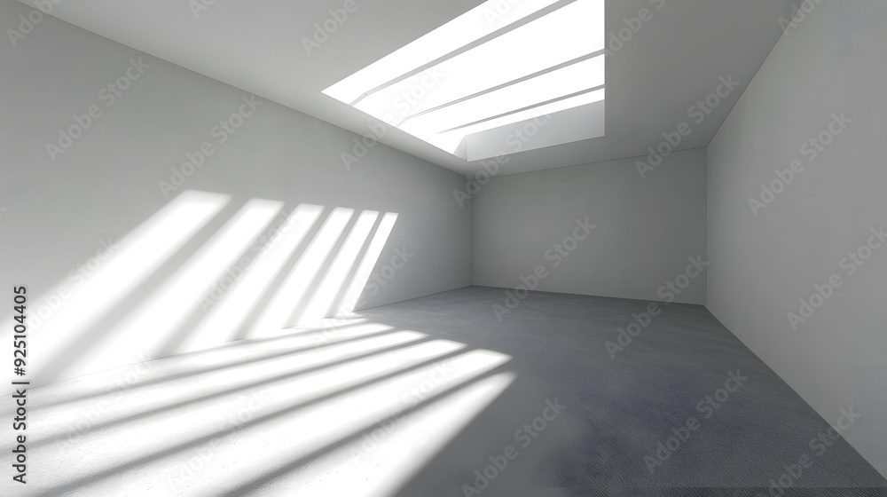 Obraz premium Minimalist Interior Design with Sunlight Shining Through Skylight