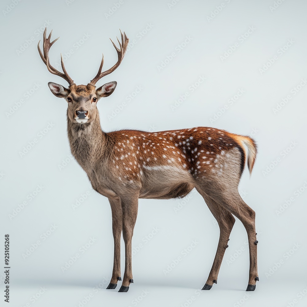 A full-body portrait of a deer, an animal of the wild, isolated on white A full-body portrait of a deer, an animal of the wild, isolated on white
