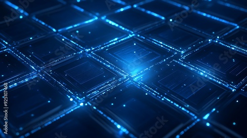 Wallpaper Mural Futuristic Technology Background with Glowing Holographic Screens and Deep Blue Tones Torontodigital.ca