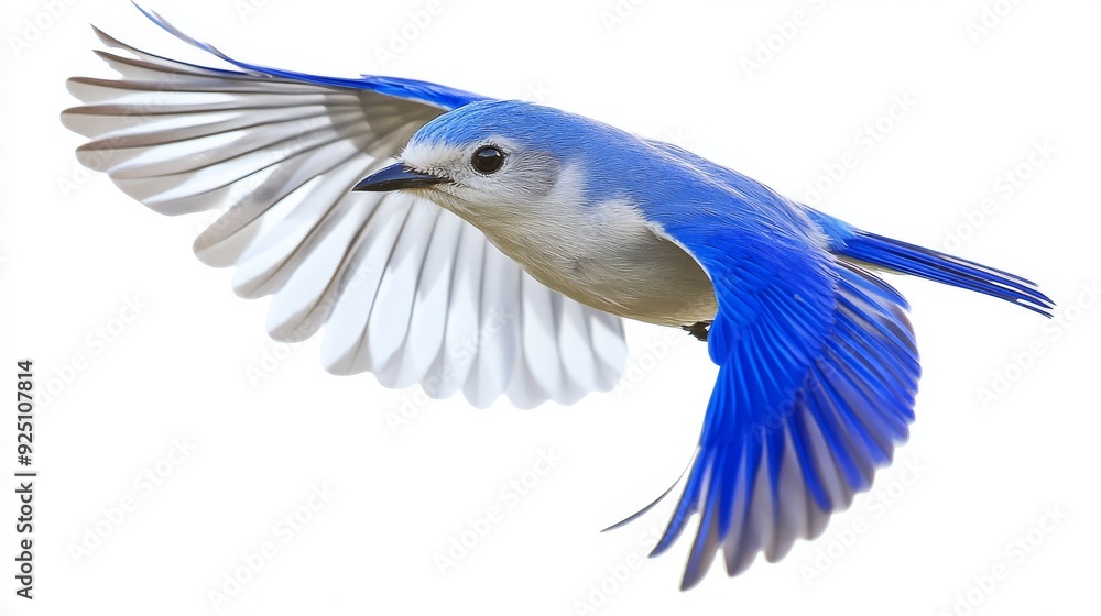 Naklejka premium Flying mountain bluebird on transparent background