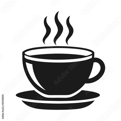 Black silhouette hot caffeine cup icon and vector illustration