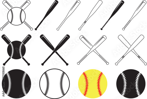 Baseball Silhouette, Baseball Bat, Softball Clipart