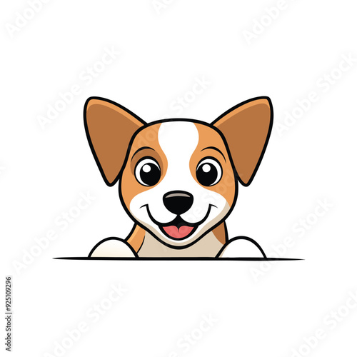 Cute dog peeking cartoon vector clipart, perfect for digital downloads and printables.