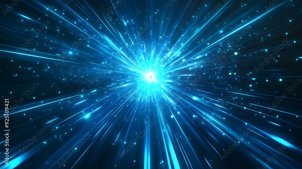Fototapeta premium Abstract blue light speed background with laser beams, a technology and science concept