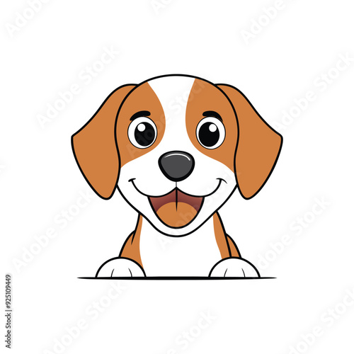 Cute dog peeking cartoon vector clipart, perfect for digital downloads and printables.