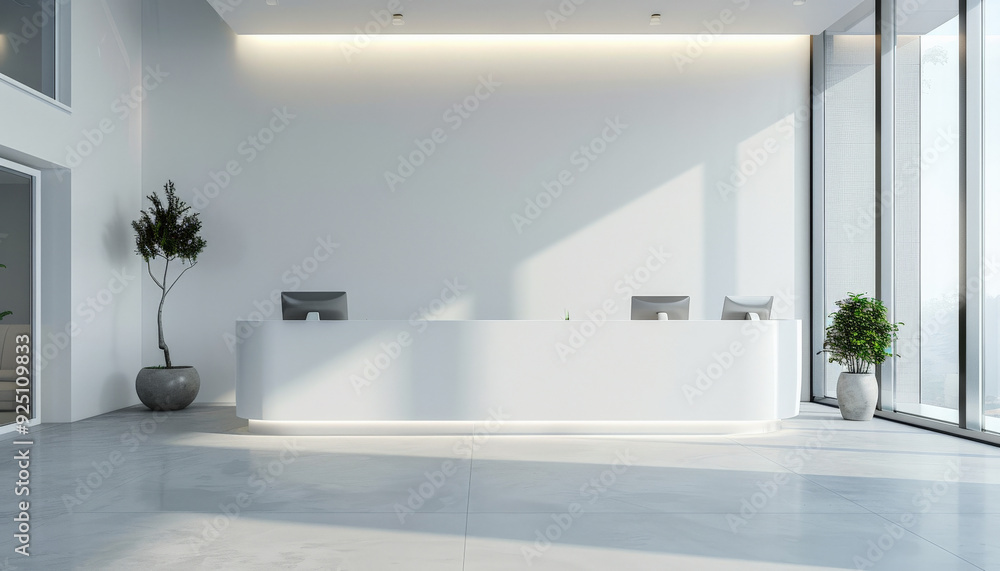 Bright White Reception Desk in Clean Office Interior
Bright White Reception Desk in Clean Office Interior