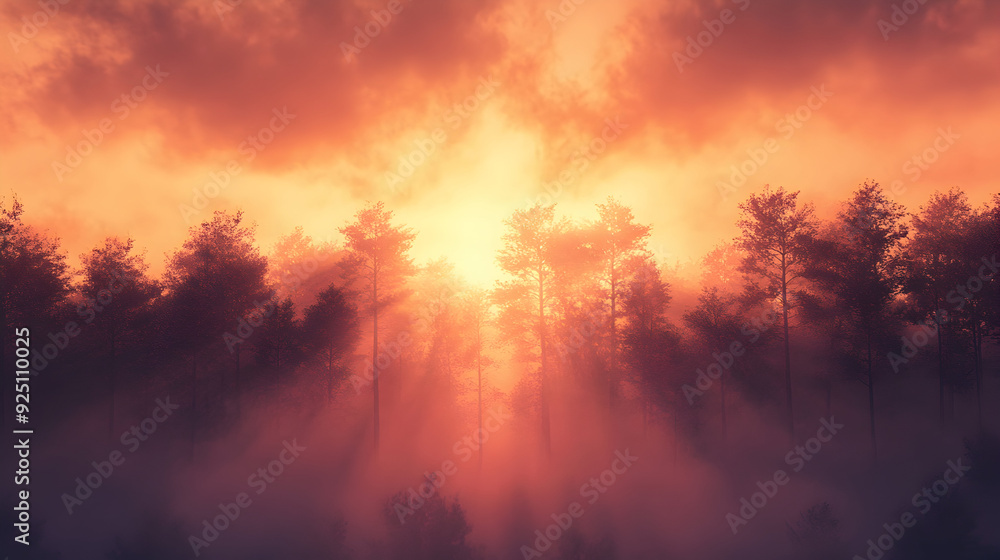 Naklejka premium dense fog rolling through a mysterious 