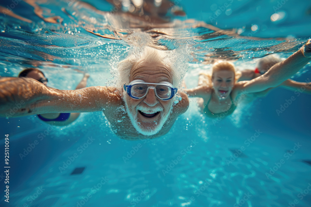 Fototapeta premium Joyful leap into the water