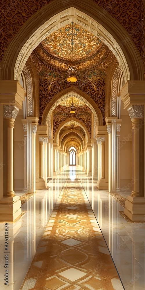 Fototapeta premium Golden Archway Hallway Interior Design