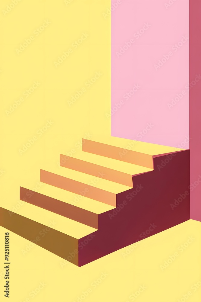 Abstract Yellow Pink and Brown Steps Minimalist Design Abstract Yellow Pink and Brown Steps Minimalist Design