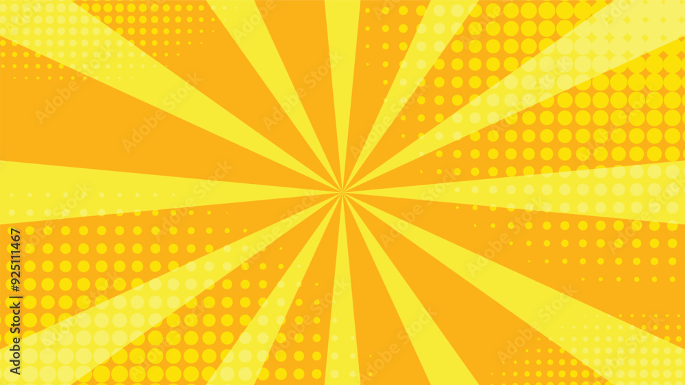 Obraz premium sunburst background with abstract yellow and orange halftone dot graphic pattern decoration