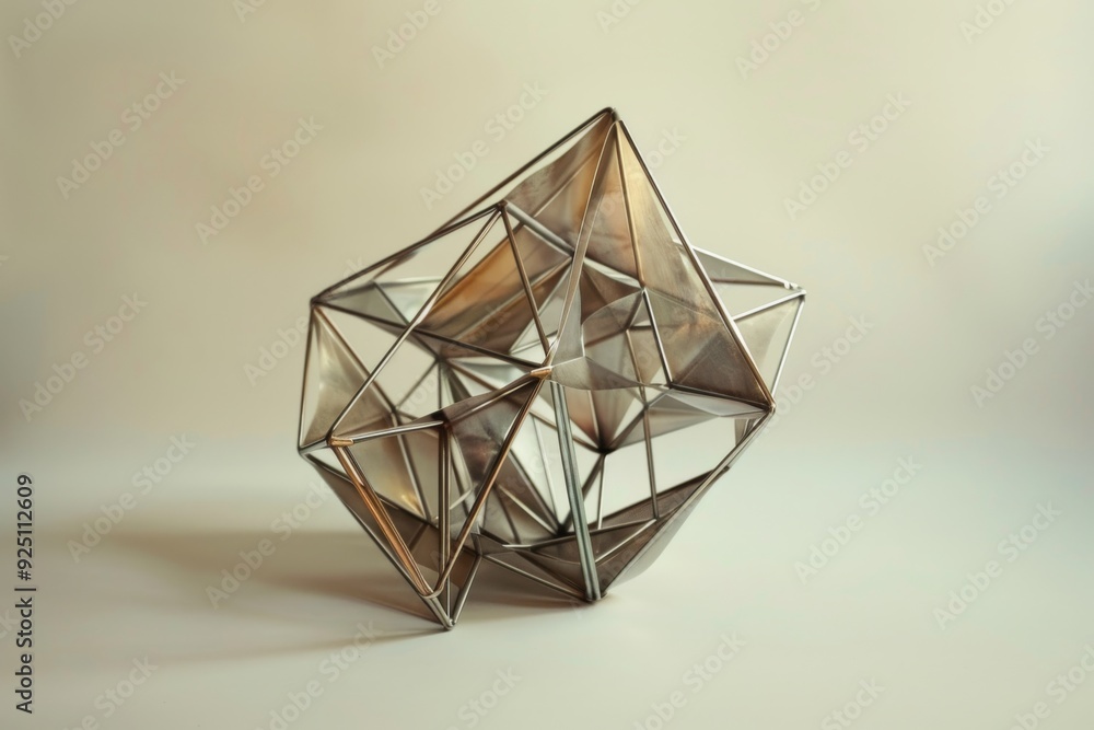 A harmonious blend of art and geometry, with a metallic wire sculpture capturing the essence of a geometric shape. A harmonious blend of art and geometry, with a metallic wire sculpture capturing the essence of a geometric shape.