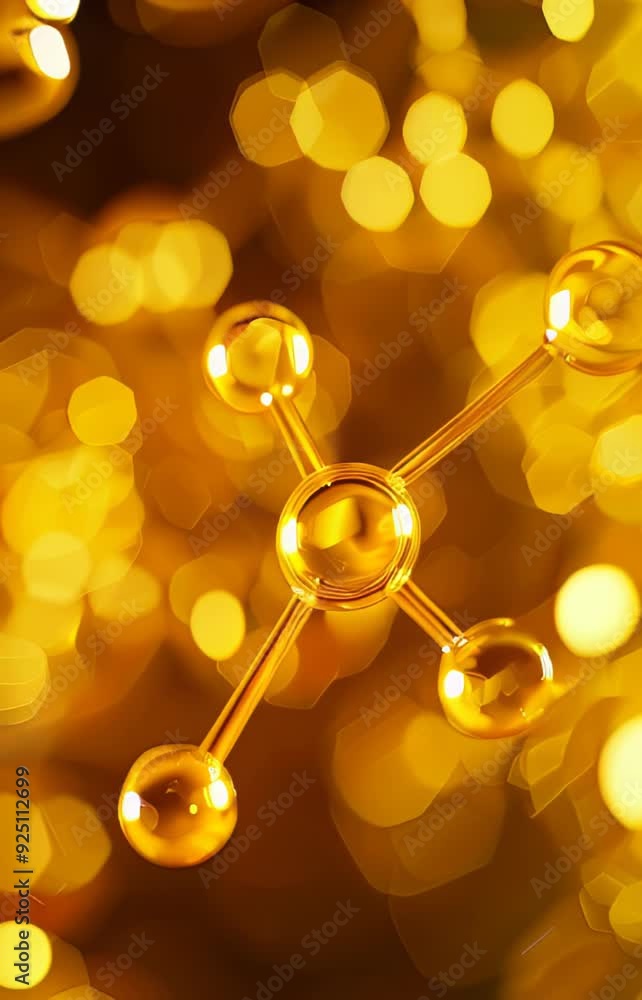 vertical slow motion video of Abstract golden molecules with bokeh background vertical slow motion video of Abstract golden molecules with bokeh background