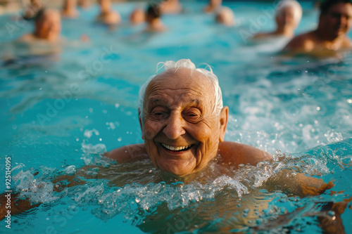 Elderly women enjoying water aerobics