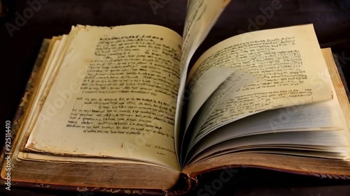 Weathered Spellbook with Pages Flipping in the Wind