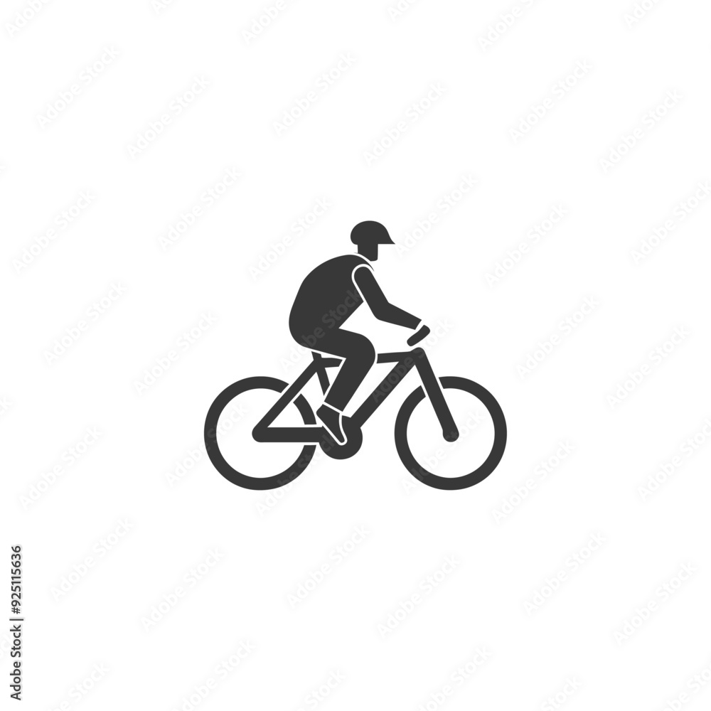 Obraz premium Monochromatic Icon: Cyclist in Helmet on Bicycle