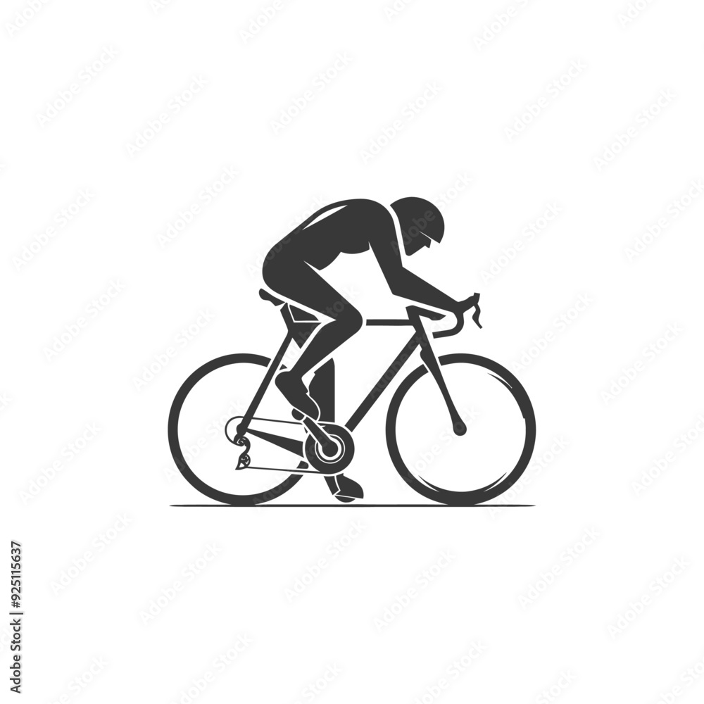 Monochromatic Cyclist in Aggressive Riding Position: Vector Illustration Monochromatic Cyclist in Aggressive Riding Position: Vector Illustration