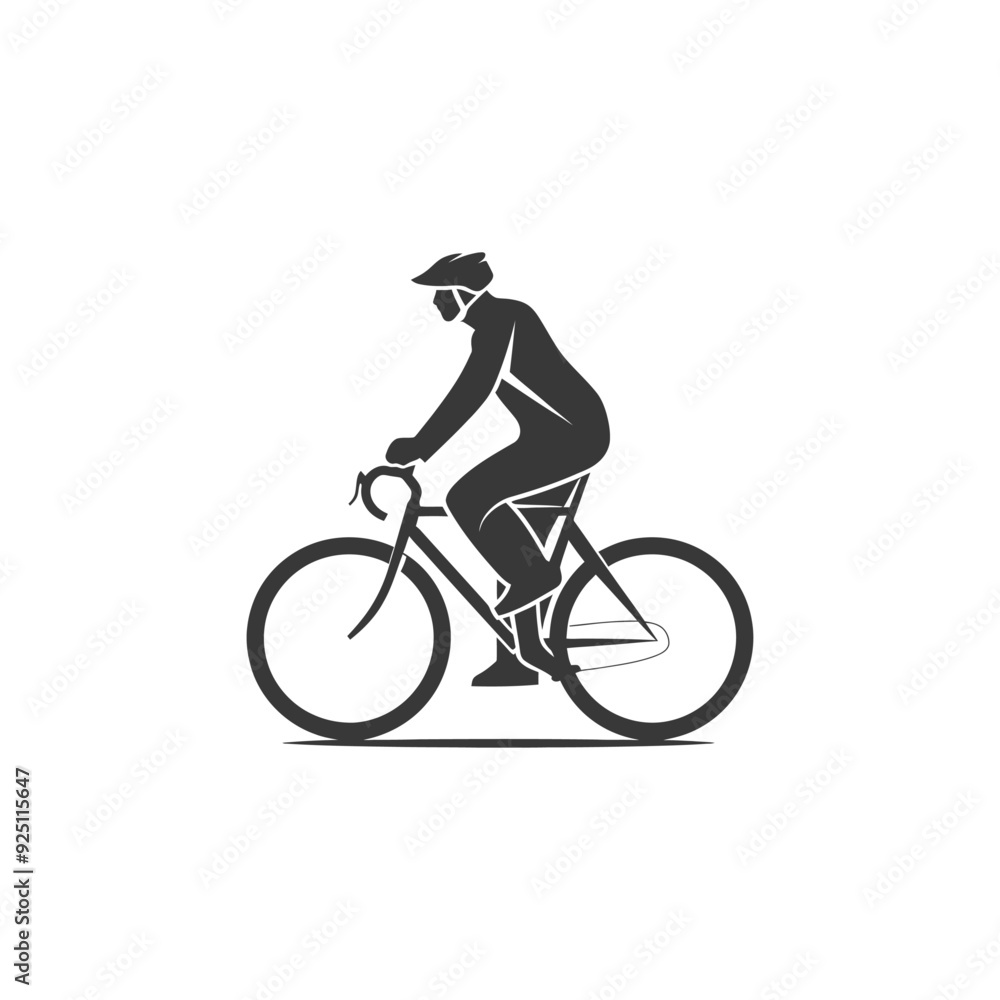Monochromatic Cyclist in Protective Gear: Minimalist Vector Illustration Monochromatic Cyclist in Protective Gear: Minimalist Vector Illustration