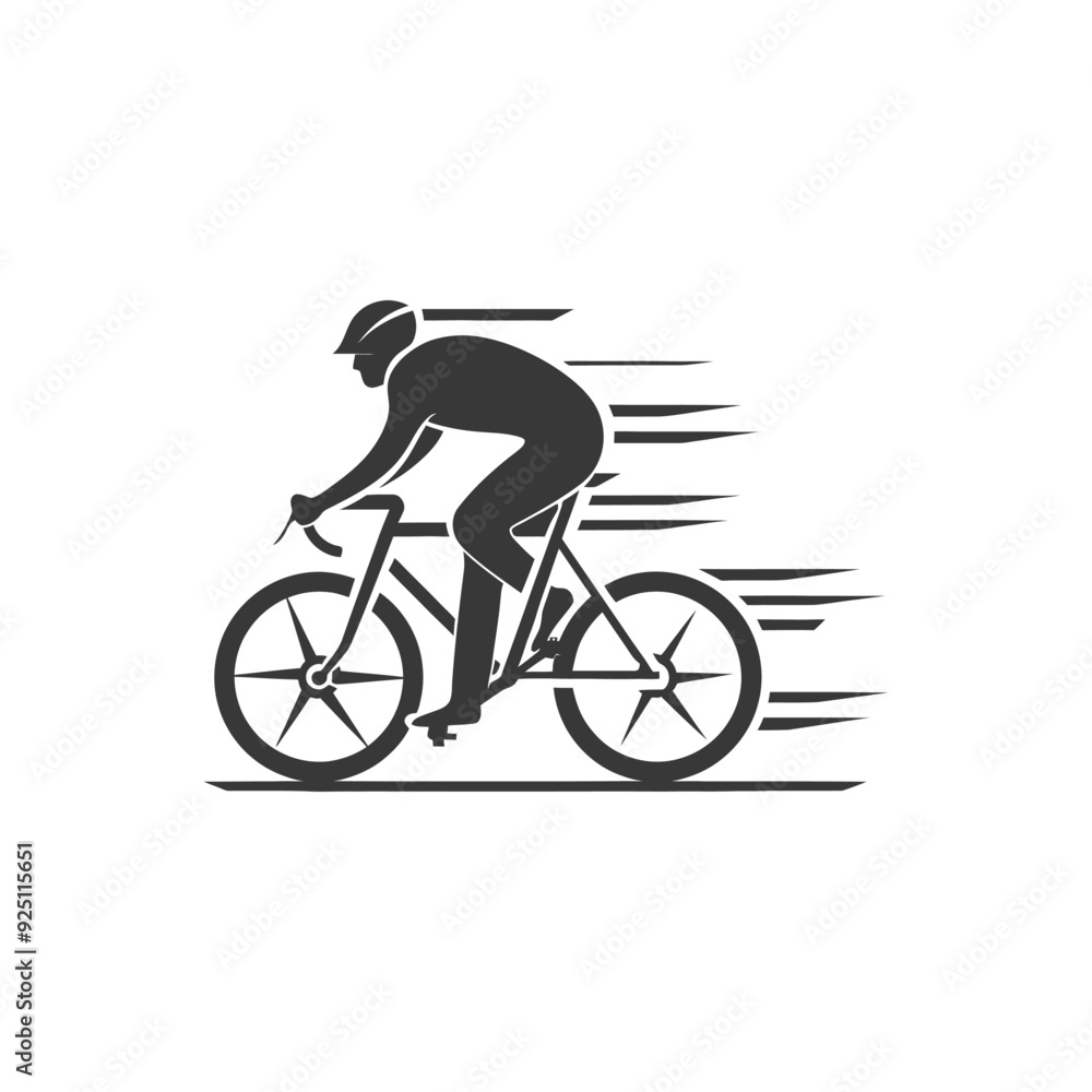 Obraz premium Dynamic Silhouette of Cyclist in Motion, Speed Lines Graphic